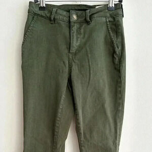 Cosmic Blue Love Green Skinny Jeans, Forest Green Denim Cuffed Pants, Size 25P